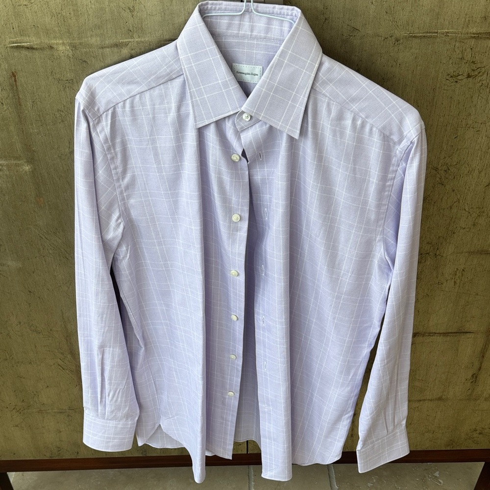 Ermenegildo Zegna Lavender Checkered Dress Shirt